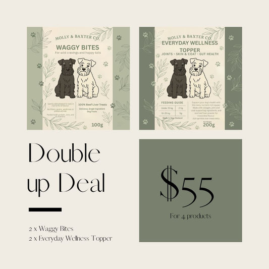Double Up Deal Bundle - 2 x Waggy Bites & 2 x Everyday Wellness Topper